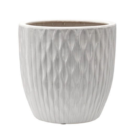 Ghiveci ceramic pentru flori 39 × 39 × 39 cm, luciu alb