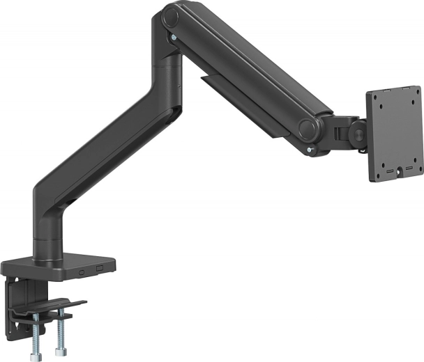 Suport de birou cu un singur braț pentru monitor, cu clemă și arc mecanic, 49" / 20 kg, VESA 75x75 și 100x100, negru