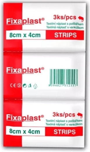 Fixaplast Strip plasture textil 8 × 4 cm, 3 buc.