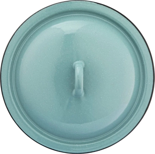 Capac emailat 22 cm – verde salvie, cu stropi