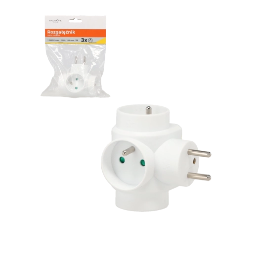 Adaptor tip cub, 3 prize, alb