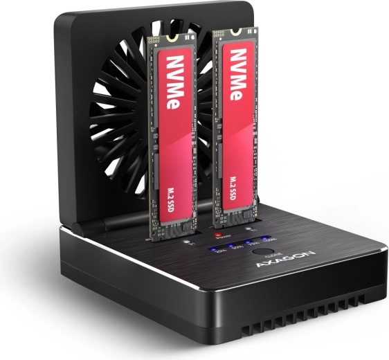 Axagon ADSA-M2C22 Clone Master stație de andocare și clonare USB-C pentru 2× SSD M.2 NVMe/SATA 20Gb/s