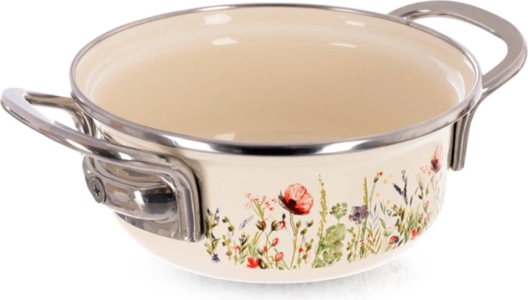 Oală emailată crem Maki 14 cm, 600 ml
