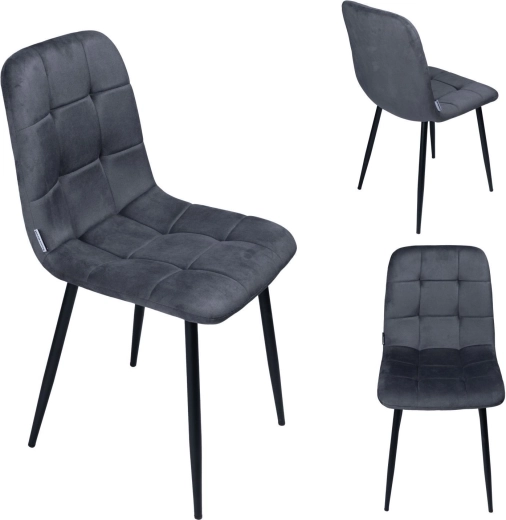 Scaun de dining tapițat din velur în stil loft, grafit – 1 bucată