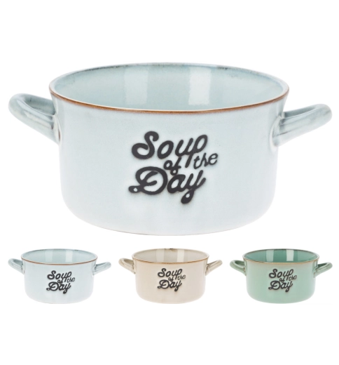 Bol ceramic pentru supă 500 ml cu două mânere Soup of the Day