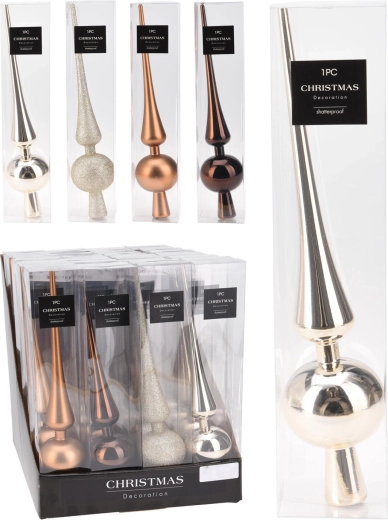 Vârf de brad de Crăciun 29 cm – auriu și cupru, mix de finisaje