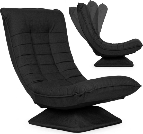 Scaun lounge rotativ cu reglaj, negru, ModernHome