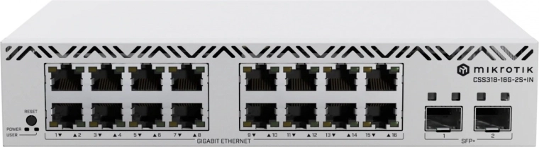 Switch smart MikroTik 16× Gigabit Ethernet și 2× SFP+