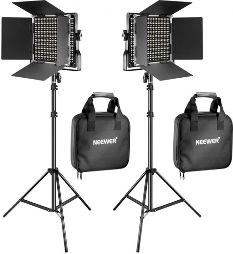Neewer set de panouri LED bicolor 660, 40 W (3200–5600 K), cu stative și ușițe tip barndoor