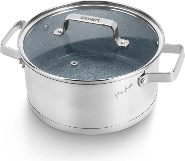 Cratiță Lamart Stoness cu capac, 20 cm, 2,7 l