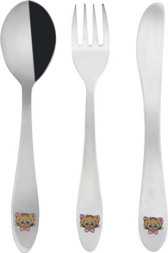 Tacâmuri pentru copii din oțel inoxidabil Kotek, set 3 piese