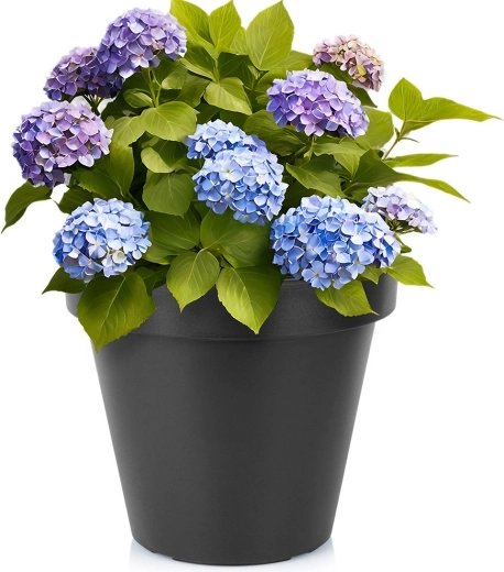 Ghiveci rotund din plastic negru pentru grădină, 39 cm
