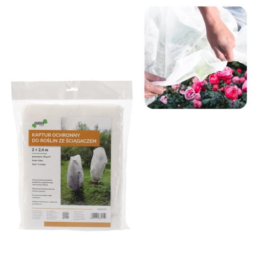 Husă de iarnă de protecție pentru plante 2 × 2,4 m cu șnur de strângere, 30 g, albă