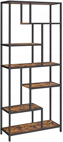 Bibliotecă modernă cu 6 rafturi în stil loft rustic