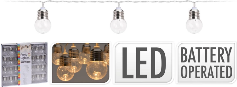 Șir luminos cu becuri 4 cm, 4,5 m, 30 LED, alb cald