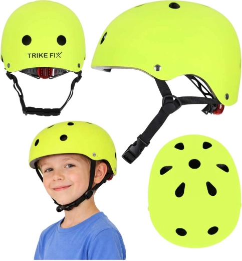 Cască de ciclism pentru copii Trike Fix cu LED, reglabilă, mărimea S 48–54 cm, verde deschis