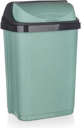 Coș de gunoi 10 l cu capac basculant, plastic, verde