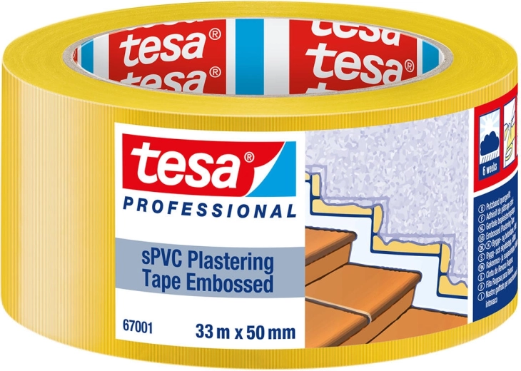 Bandă de mascare pentru suprafețe sensibile 50 mm × 33 m galbenă Tesa