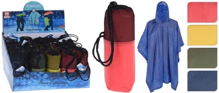 Pelerină poncho pentru adulți din PEVA, mix de culori
