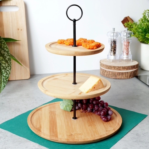 Bambus natural și suport metalic solid