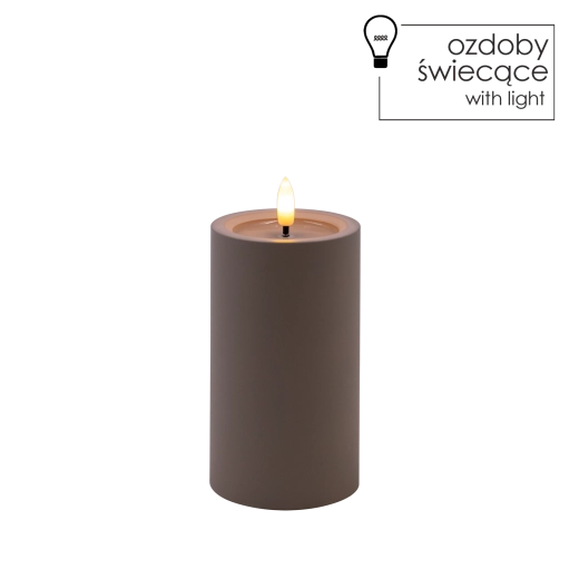 Lumânare LED gri 7 × 12,5 cm cu flacără pâlpâitoare