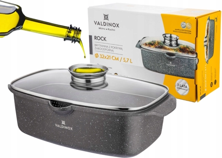 Valdinox ROCK tavă de copt 32 × 21 cm cu capac 5,7 l