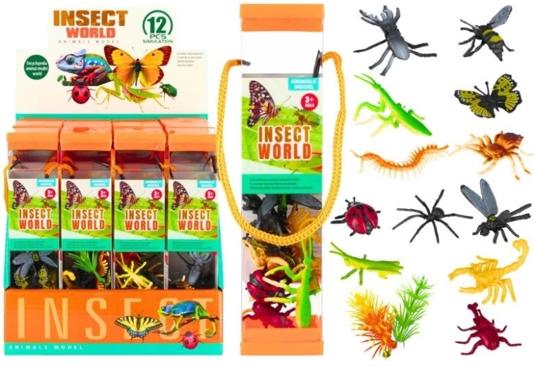 Set de figurine cu insecte în tub transparent