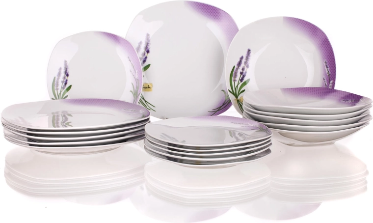 Set de veselă din porțelan Lavender Square, 18 piese