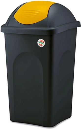 Coș de gunoi basculant MULTIPAT 60 l, negru-galben, plastic