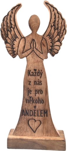 Decorațiune Înger din lemn de mango „Fiecare dintre noi” 32 cm