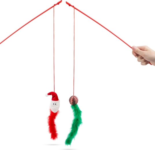 Jucărie tip undiță de Crăciun pentru pisici - 1 bucată