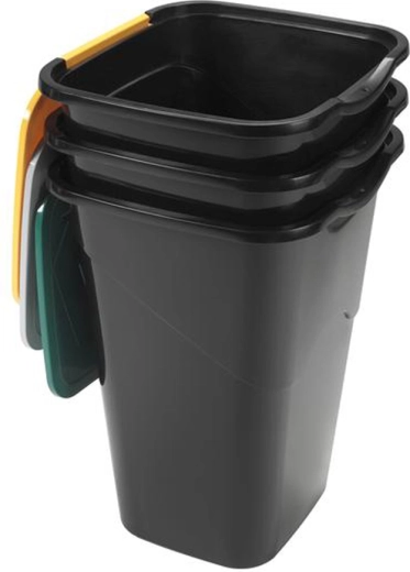 Coșuri din plastic pentru colectarea selectivă HEIDRUN 3×50 l, set 3 buc