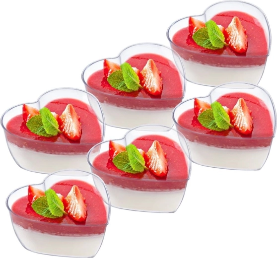 Pahare dessert în formă de inimă 120 ml, 6 buc