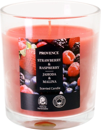 Lumânare în pahar căpșună și zmeură 7 × 8 cm