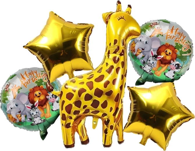 Set de baloane pentru ziua de naștere girafă, animăluțe, 5 buc.