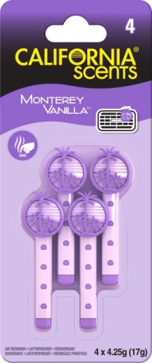 California Scents Vent Stick Monterey Vanilla – bețișoare parfumate pentru ventilație (4 buc.)
