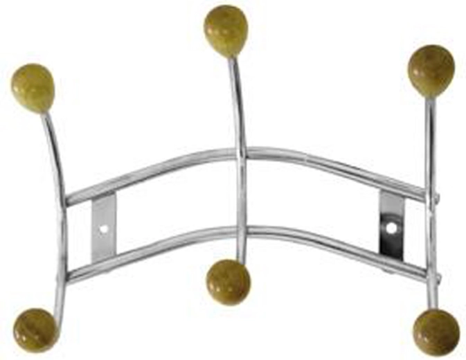 Cuier de perete cu 3 cârlige, crom cu capete din lemn 16 × 23,5 cm