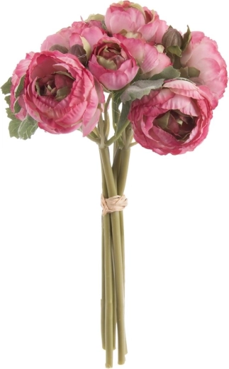 Picioruș artificial de ranunculus în buchet, roz, 24 cm