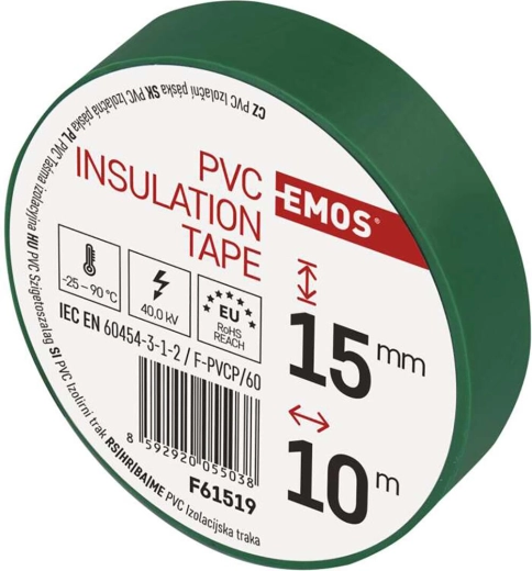 Bandă izolatoare PVC 15 × 10 m, verde