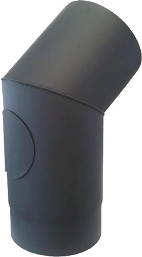 Cot de fum cu orificiu 200 mm, 45°, oțel 1,5 mm, negru