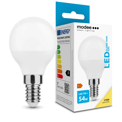 Bec LED G45 7 W E14 alb cald