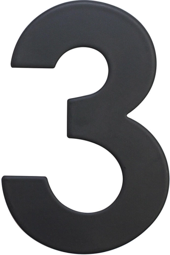 Număr de casă 3, 75 mm, inox, negru mat