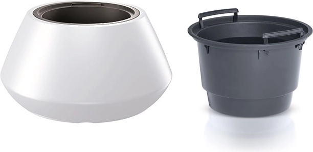 Ghiveci cu inserție 58,2 cm – ghiveci rotund din plastic alb pentru interior și exterior