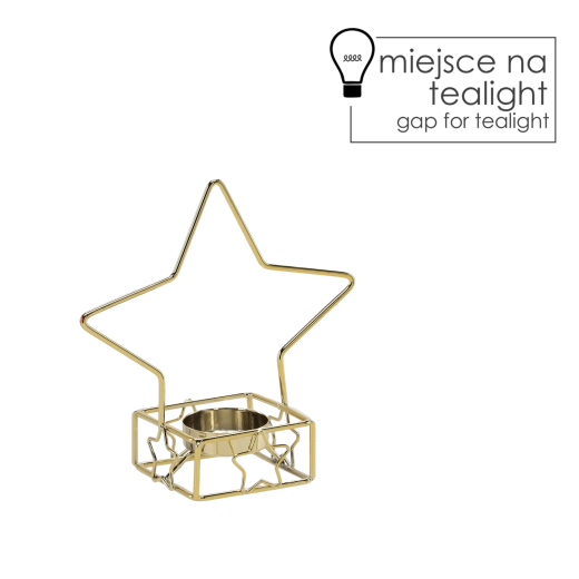 Sfesnic metalic auriu în formă de stea pentru lumânări tip tealight