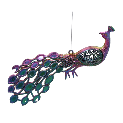 Decorațiune de Crăciun – păun cu efect irizat, 20 cm