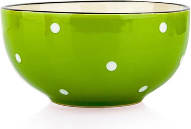 Bol ceramic TORO 490 ml verde cu buline