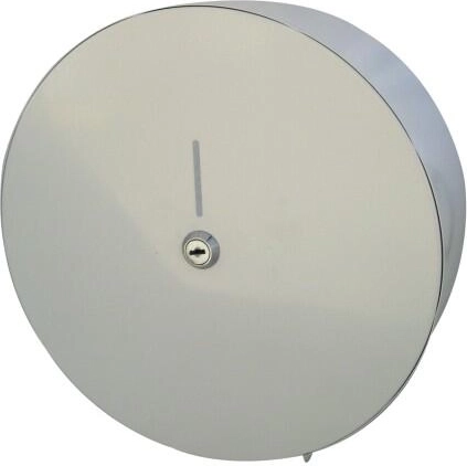 Dispenser circular pentru hârtie igienică GIGANT 34 cm cu încuietoare – metal alb