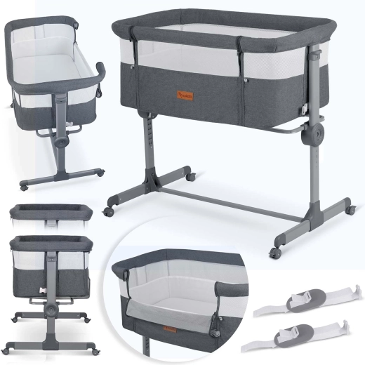 Pătuț lateral pliabil pentru copii cu saltea NUKIDO