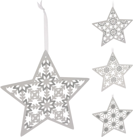 Stea suspendată din lemn 30 cm albă