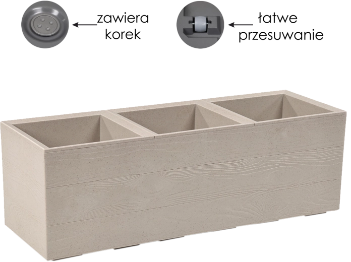 Ghiveci Karo 90 × 30 cm Coffee Latte pe roți